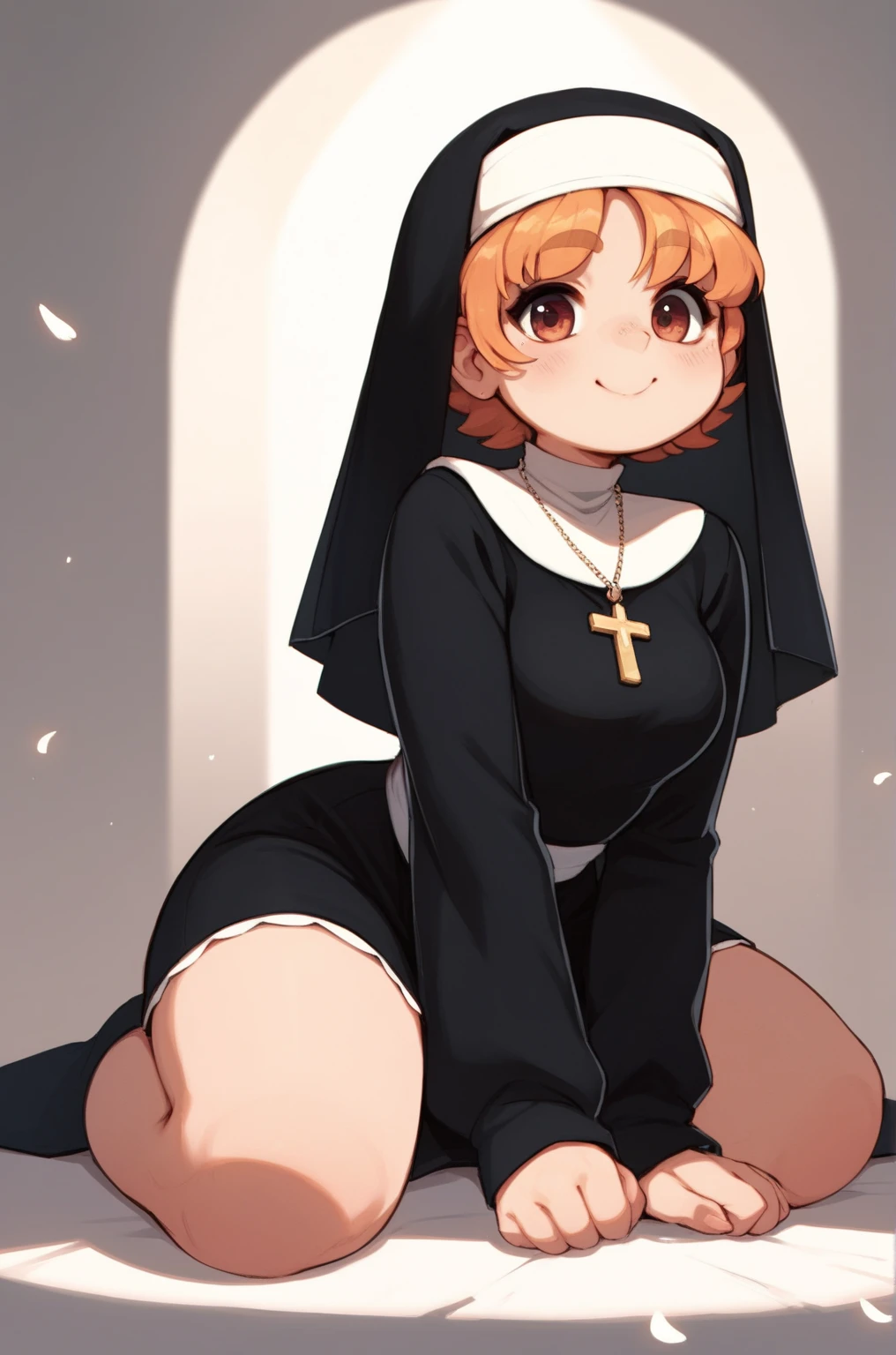 The Nun's Secret , girl , (curtsy) , My heart is pounding , (flush pee:0.9) , (legs apart:0.3)