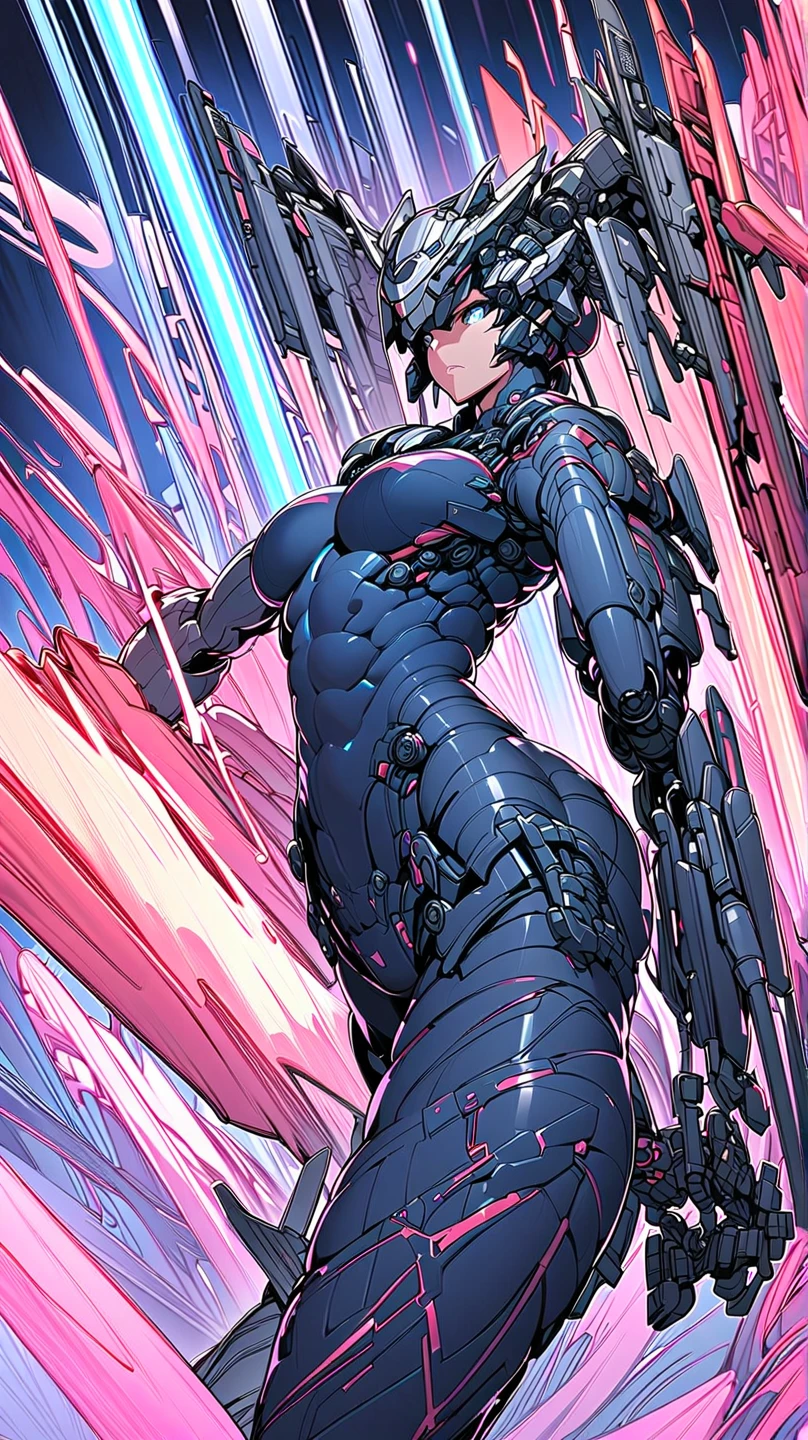 ((High quality)), (((Anime girl))), ((((Anime art style)))), ((half human half snake hybrid)), ((((Robotic arms and legs)))), (((Metal Gear Solid Art style))) (((Messy bob-cut with bangs))), (((round eyebrows))), (((Anime snake eyes))), (((limbless female body)))