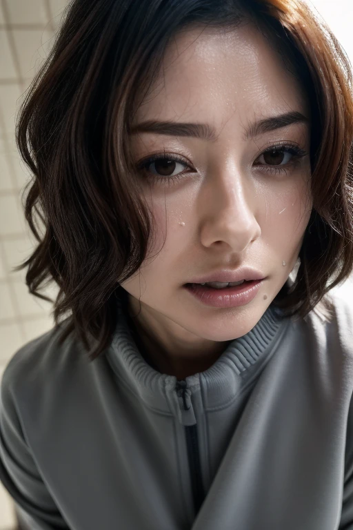 do,  top quality, (  High Resolution CG Unity 8K Wallpaper  ), ( top quality),  edge orgasm  、faceフォーカス、  Woman with Her Mouth Open and Closed Her Eyes 、Edgy woman_face、Age 30、  black hair、Very small toilet、((sweat) ),((sweatで光る肌))((sweatで光る鎖骨,sweatで光るface)),（(sweatだくの肌))((sweatで濡れた肌)),  beautiful Japanese actress  ,  Emily Ratajkowski  , from below,face接写,