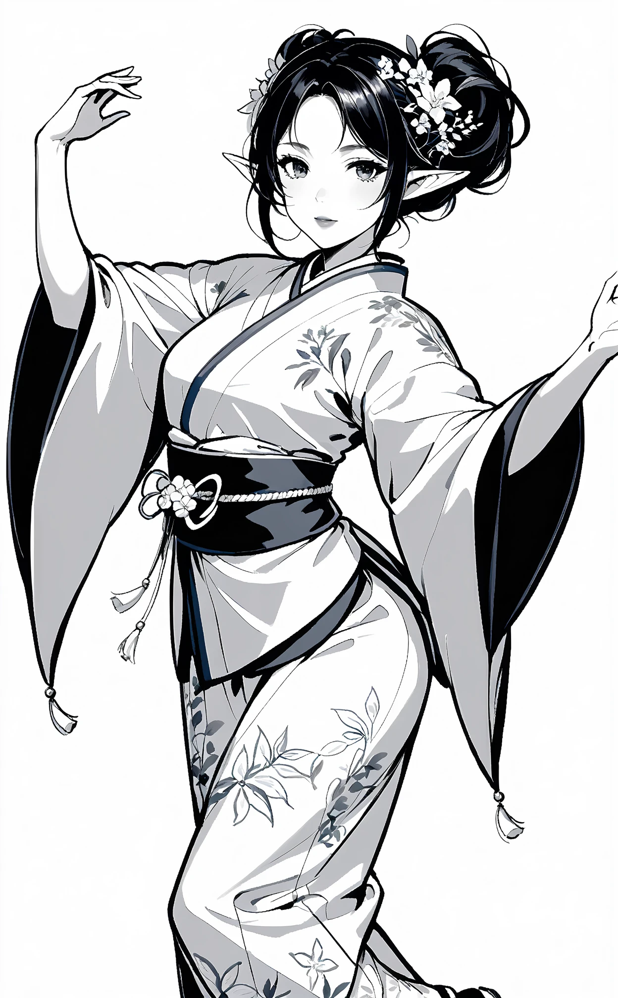 Una mujer vestida kimono, NSFW, sexy, (((mujer de pechos grandes))),(((vaquera inversa))) Tiene un rostro hermoso.. She is dressed in a luxurious kimono. . El dibujo detallado sexy. alta calidad de imagen.
