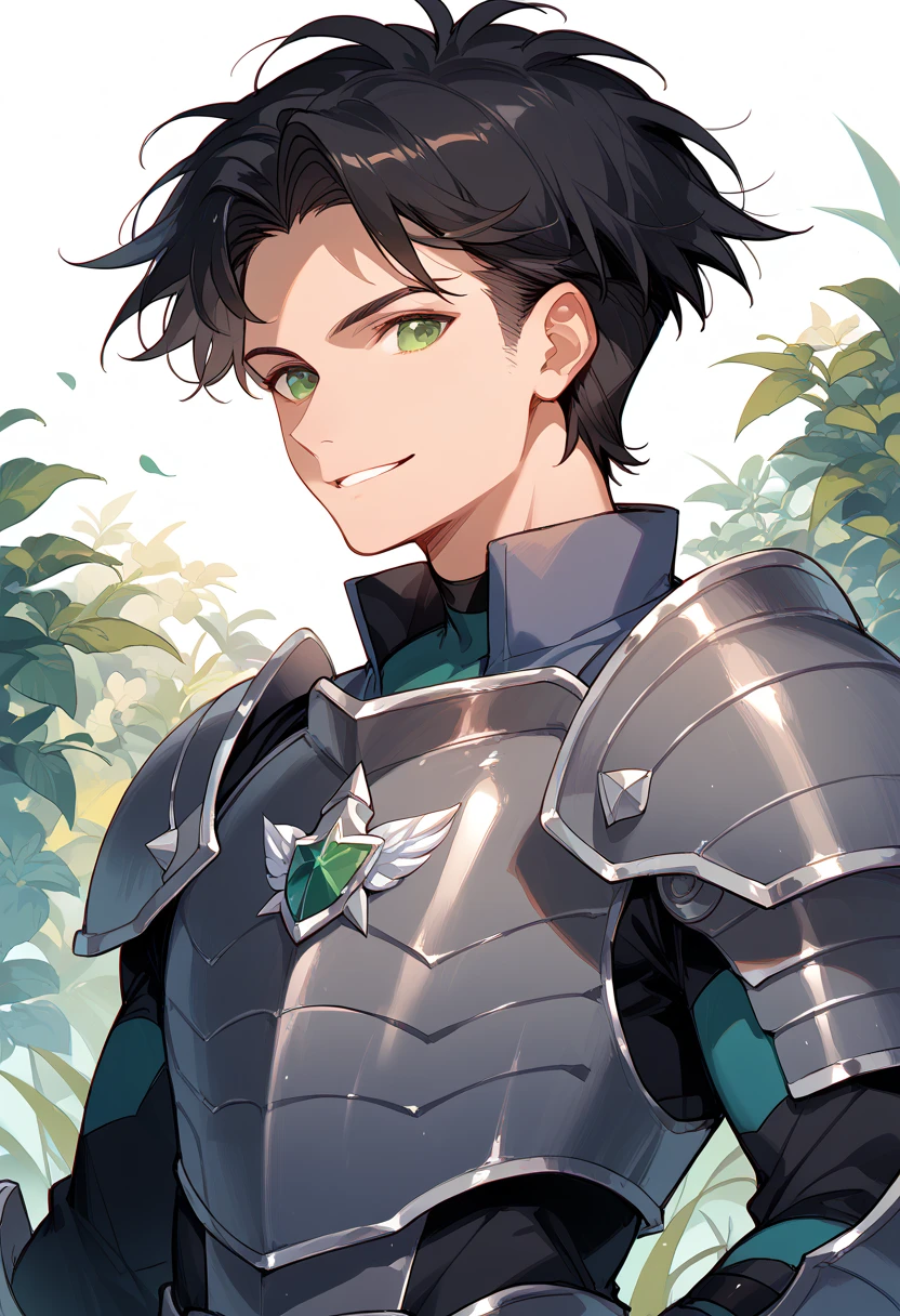 masterpiece, high definition , top quality,8k
(Nate ,male, black Hair, green Eyes, short hair)
(black swat armor outfit)
smile