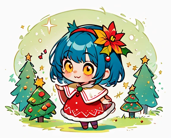 masterpiece:1.2， top quality ， high res，8ｋ， christmas illustration,   Cute Designs , The most beautiful woman. ， owl under guard，Chibi,  Colorful and Cute  、Christmas scenery，Christmas food ，