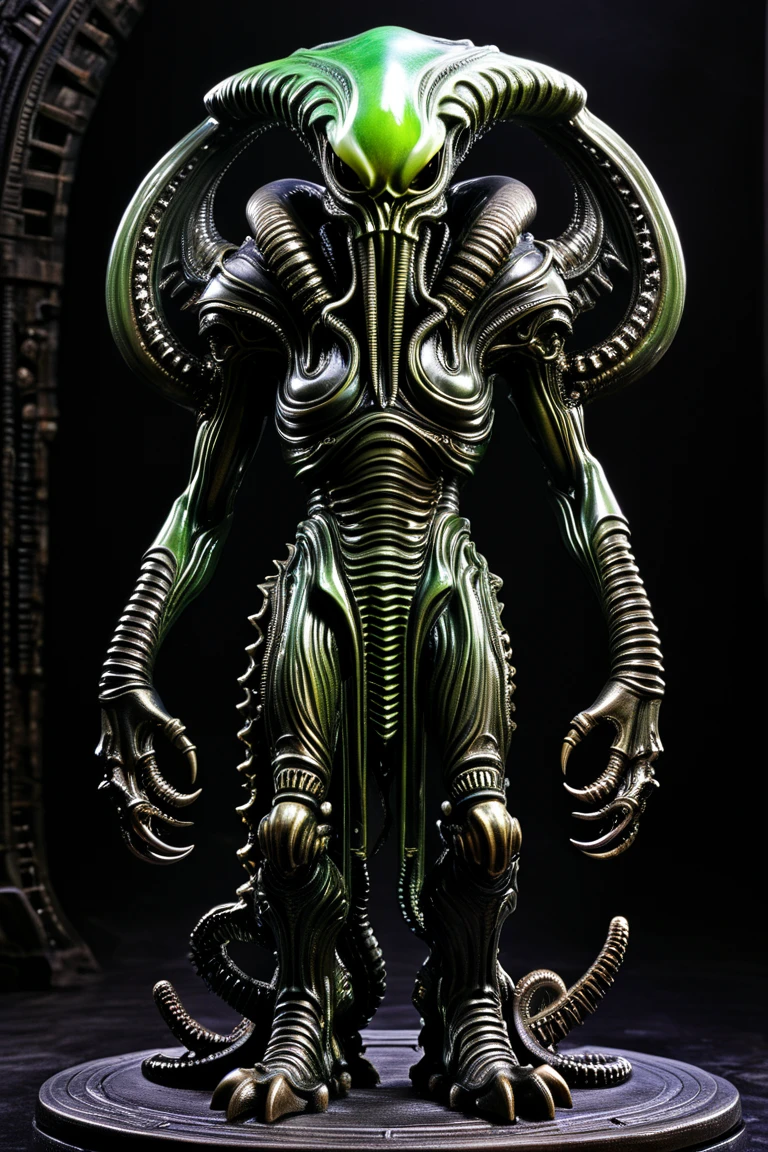 Demon、 full body image 、an action figure、H.r.Giger 、 Cthulhu monster、 steampunk、 evil villain 、 horrible 、Disgusting appearance 、skull face、 unknown life form 、 full body image 、 dark back ground 、digital image 。