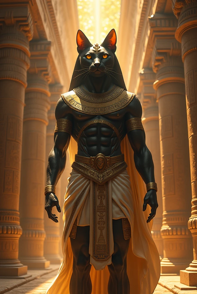 nsfw,1boy,god Anubis (male),thin macho,droopy dick,big dick,dark skin,hands on hips,