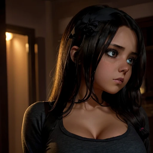 cetus#midjiorney 3d realistic real life720rew hd 0.5 movie cadr hollywood; filmretro cadr, adult woman, german half slowak, beautiful face, very long hair, black hair, make up shiline, full figure, stlethic body, sexsy, big boods 1,5, dress up csi-fi german ethic, 1998s, horror story, --auto --s2