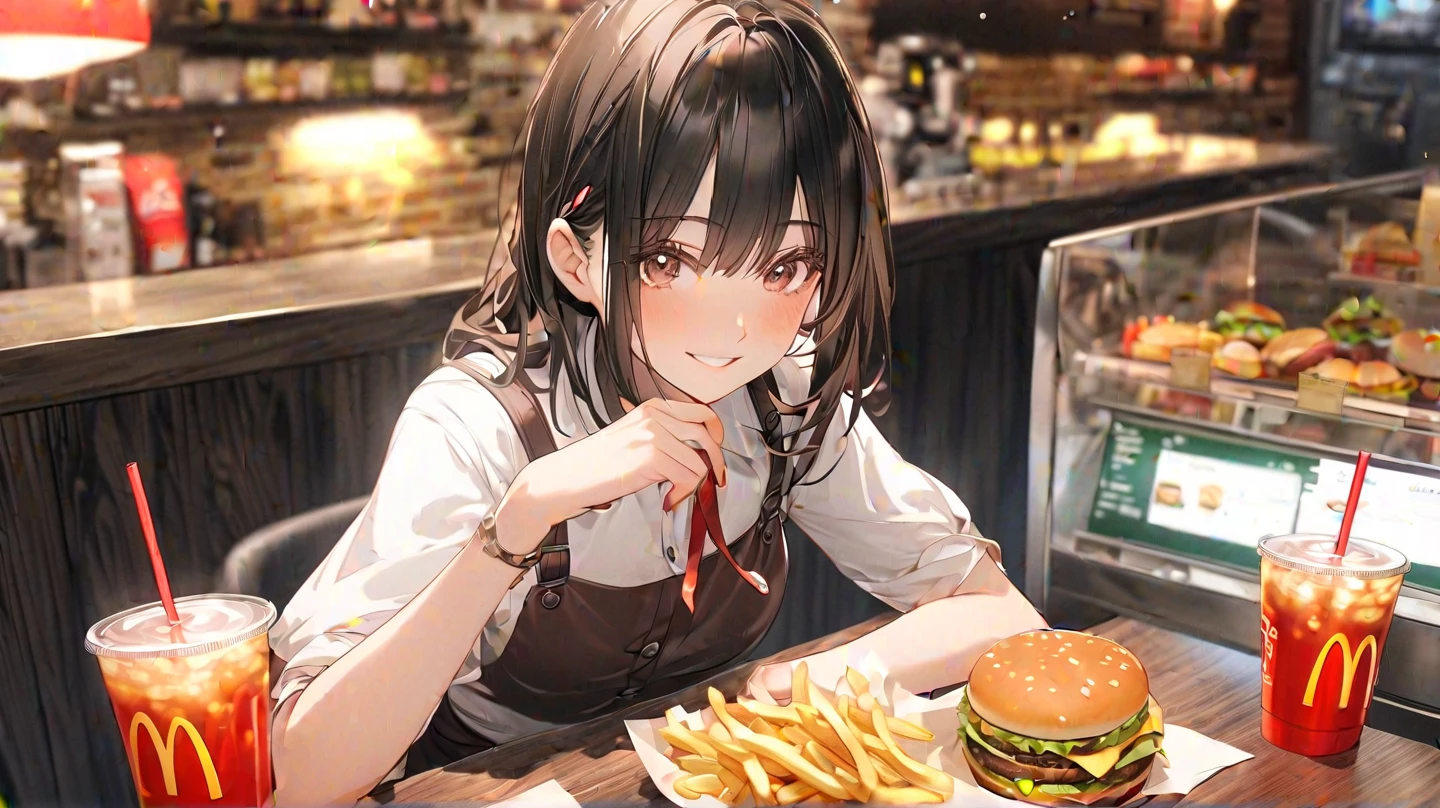 A woman eating meals