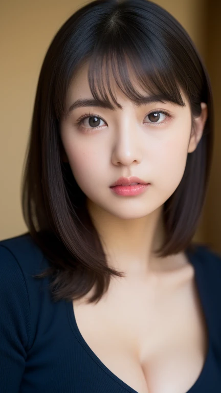 (8k), (highest quality: 1.2), (Realistic), (Realistic: 1.37), Ultra-high resolution, 1 girl, Head to knee photo、cute, smile, Mouth closed, Beautiful details, Beautiful Nose, whole body, Wet Hair, Giant Dulcefo, pork, , (Large Breasts)、Saggy breasts、Soft Breasts、Overflowing breasts、Knitted cardigans、隠しきれないLarge Breasts、Voluptuous thighs、Odd Eye、Heterochromia iridis