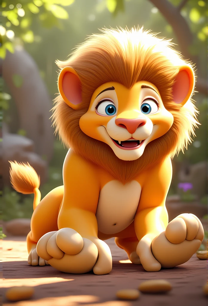 Cartoon a lion , Pixar style 