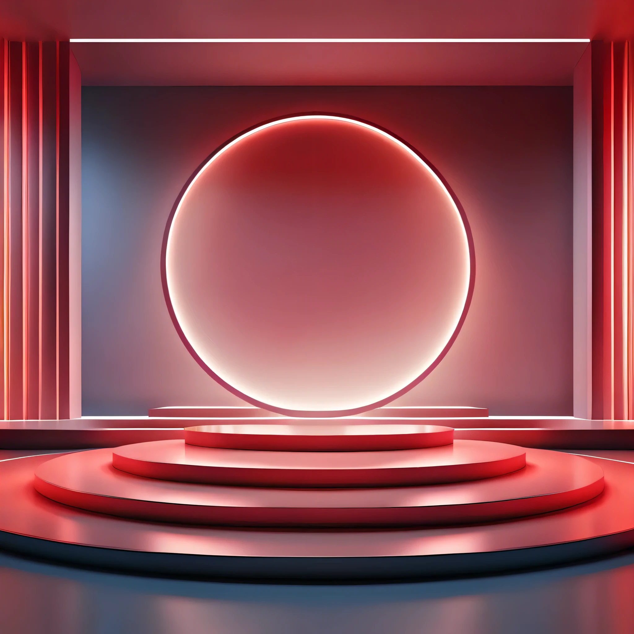 red  theme,
realistic,3d,c4d rendering,spotlight,shining,shadows,booth,