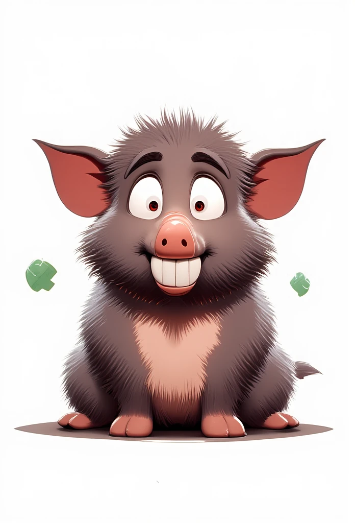 Cartoon minimal of a boar,so cute , white background, ren tale style 