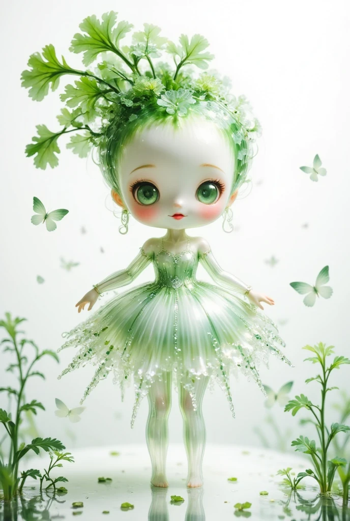 translucent Chibi Daikon lady made of glass