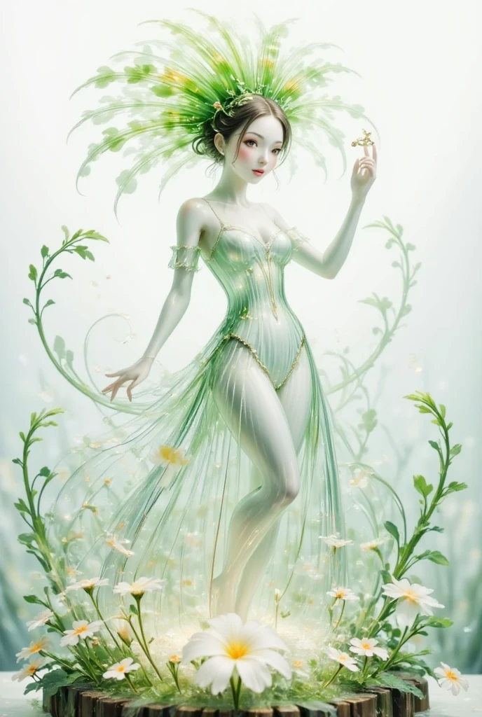 translucent Daikon lady made of glass