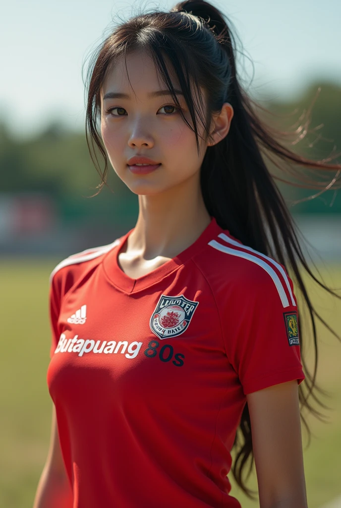 ((Highest quality, masterpiece, Ultra-high resolution, (Realistic:1.4), RAW Photos)),  Ezvian everywhere, One Girl, Famous Japanese idols, 17 years old,　Volleyball Uniforms、 Show Viewer, Very cute face,  Kind eyes、Very beautiful black hair, Long Bob Hair、Detailed face, fine grain, Thin Hair, A girl with a pure and innocent image,　Laughter、