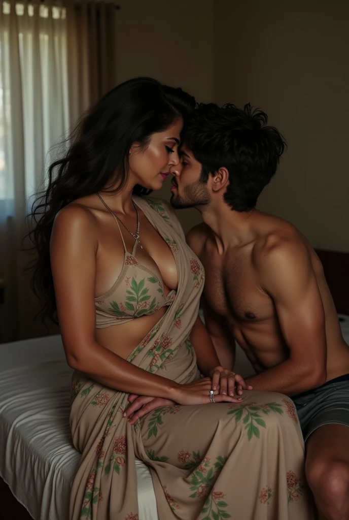 A base model of A sexy indian man with his wife, , handsome face, detailed eyes, great hair, homoerotic, nsfw, masterpiece, posing for photo shoot ,penis,