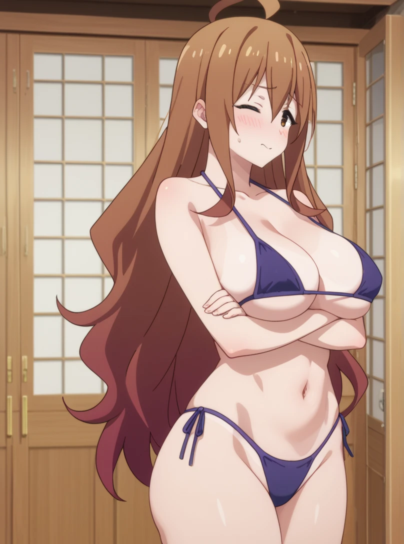 source_animated, Label 1,  Label2,   最      HIGH QUALITY    ,          HIGH QUALITY  ,          details ,   （（ Wiz Konosuba   ,     :5）） ,playa、    big breasts, Brown-haired,     Very long hair,   winked blue hair,    mini bikini ,8K,    Kampala   ,  strong ,     Professional quality    ,      Perfect contrast    , 1 Women, 1 person,       winked blue hair ,  full light ,          anatomically precise    ,  big breasts,          wide hips   ,  huge ass   ,  官能的なWomen, Women, maternal,   shy,  tanning bikini line 、　The other side is more pequeña、 small 、 standing,   seen in front of the spectator,　 Crossed arm, alone, Sneaking abajo　　　　A groarriba photo will be taken, show　harassment　 Not suitable for work.GROUP SEXUAL HARASSMENT 