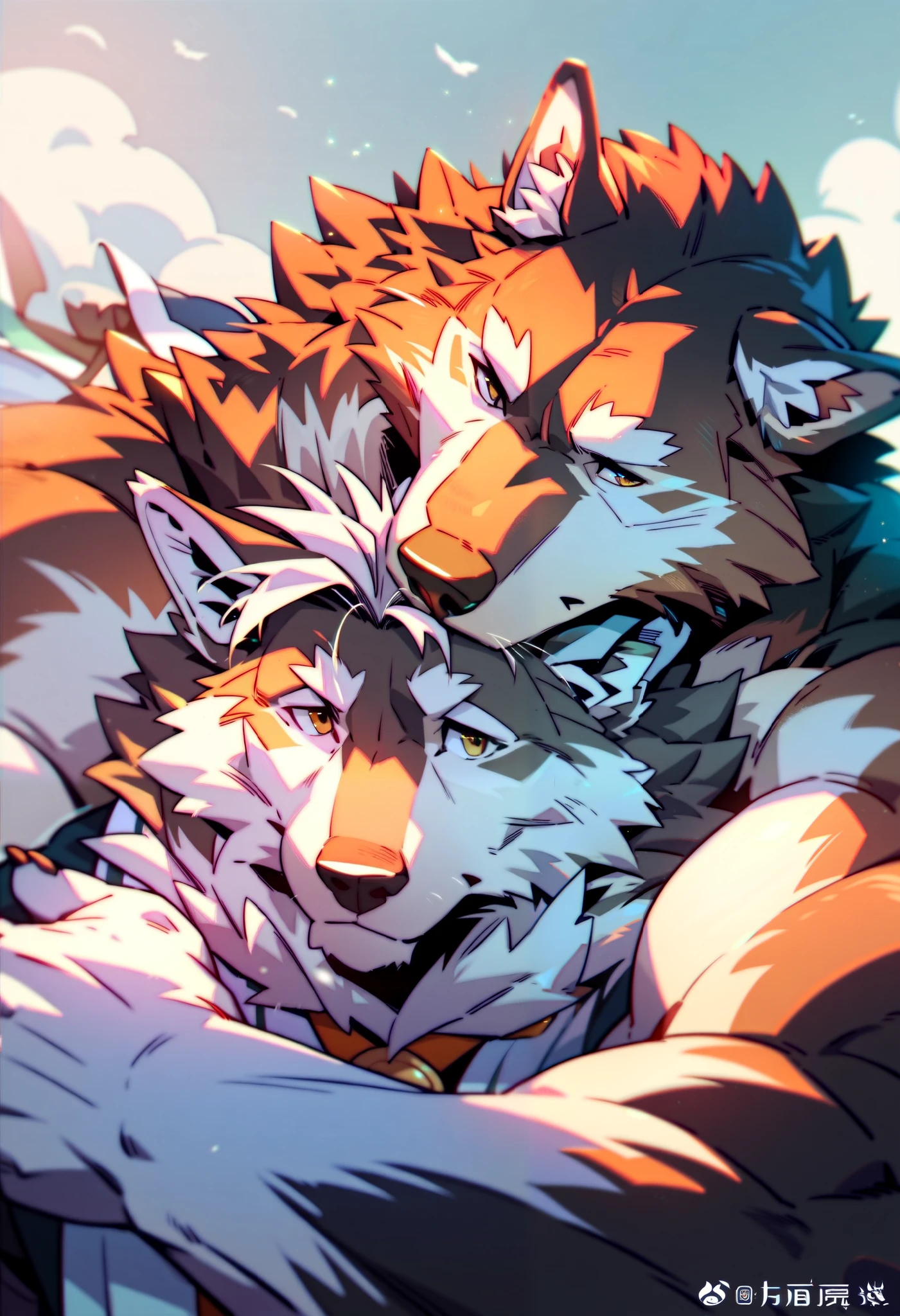 human nature, Wildlife, male,36 years old,Uncle, Double, ((Round Face, The face is plump,Orange eyes,Thick orange hair,With scars)), ((Endomorph, Handsome,Hot Blood)), (Naked,kiss,Love), ((domestic tiger, tiger,) Fluffy fur, Fluffy), Bokeh, (high quality, high resolution, masterpiece), (Dynamic Lighting, Vibrant colors), (Revitalize,Physical contact,Ambiguous actions), Full body picture (close up), cartoon, author:Takemoto Arashi, From zixiong, By Chunni, author:Empty Ghost,(background:Ambiguous bedroom)