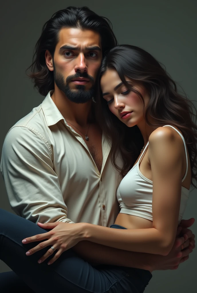 Make an emo couple, the girl is Mexican and short, she shows her tall and thin white Polish boyfriend, she shows him her Mexica. (Posando de frente )