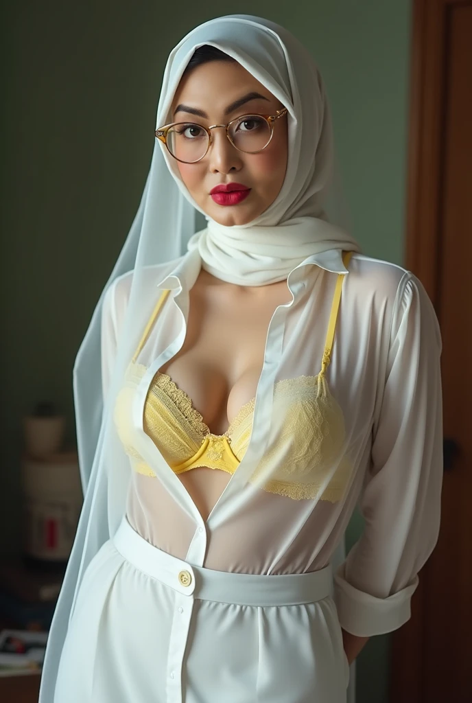 (((HIJAB MALAY GIRL))), (((Plump Japan))),(((A full body photograph of beautiful))) ,large booleavage of the breast,light skinned, Women around 50 years old, Natural gray hair, Dark brown eyes are characteristic, Wear a sheer dress with underwear, slender and graceful,,,, Beautiful, In the forest with a natural atmosphere, Ultra Sharp Focus, realistic shot, Bewitching women's clothing, Tetradic color (Scar:1.4), (((GIGATIC NIPPLES 100))), ((GIGATIC BREAST 9.1))), (((TRANSPARENT))), (((HEAVY NIPPLES))).