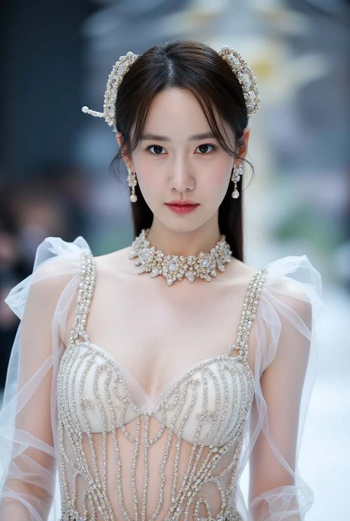 (Canon RF85mm f/1.2), (8k, RAW photos, best quality, masterpiece), (realistic, photograph realistic), masterpiece, best quality, High detail, Best image quality, super detailed, high resolution, Very detailed, Best quality, Extreme detail description, hyperdetailed painting, (An extremely delicate and beautiful work), ((standing)), Beautiful detailed girl, Very detailed eyes and face, (Beautiful detailed eyes, masterpiece, fair skin, hazy beauty, very detailed facial, detailed skin structure, perfect , ((perfect figure)), Beautiful detailed whole body, delicate face, exquisite body, fine collar bone, lovely lips, Behind the softness, adorable, ((slim waist)), (, Bulging , crisp ), ((cleavage)), (smile:1.2), (seductive look, soulful eyes, clear eyes), (bangs hair), ((Enchanted expression)), (charming appearance), ((An extremely detailed and elegant British royal dress:1.3)), ((white fur coat, high heel)), (head gear, necklace, earrings), ((view over city)), ((midnight:1.2)), physically-based rendering, (((full body:1.3))), ((looking at viewer:1.3)), ((standing))