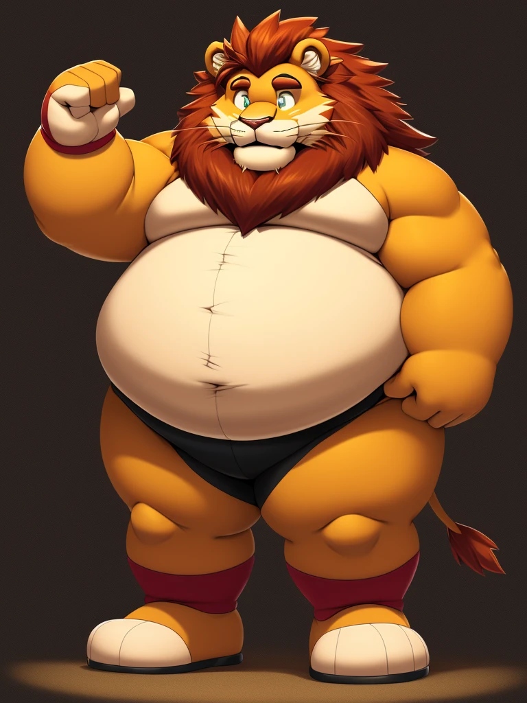 a massive lion, male werelion, long flowing blond mane, extremely detailed and realistic eyes, very very obese body, very very big belly, transparent long fur, tight jockstrap, room with Jacuzzi and sauna, best quality, 8k, highres, masterpiece, ultra-detailed, realistic,  photorealistic, photo-realistic, HDR, UHD, studio lighting, ultra-fine painting, sharp focus, physically-based rendering, extreme detail description, professional, vivid colors, bokeh, cinematic, extremely detailed eyes and face, correct anatomy, correct eyes, correct hand