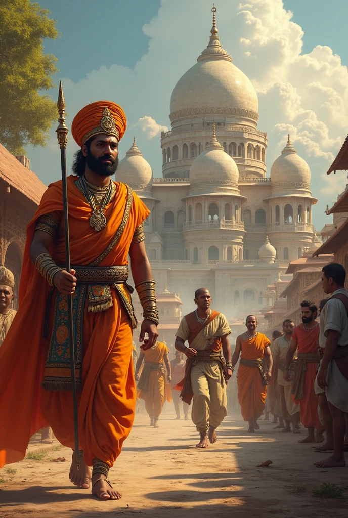 Create a poster of God ram returning back to Ayodhya and celebrating independence day