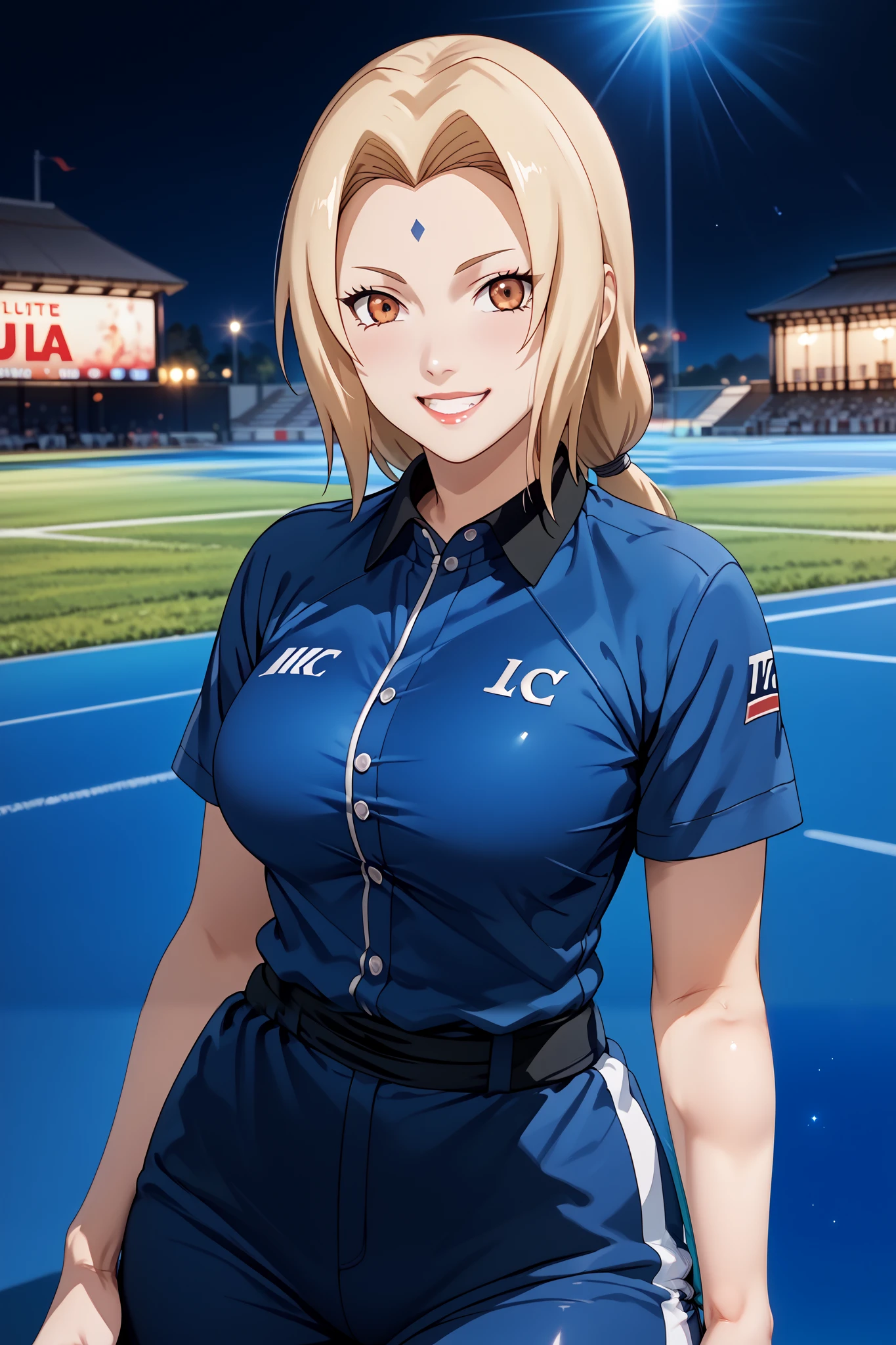 best quality, masterpiece, highres, 1girl,tsunade,((fullbody)),stand up,perfect slim body,smile,large breasts,sexy legs,((volley uniform)),looking at viewers,front look,(high detailed skin:1.2), 8k uhd, dslr, soft lighting, high quality, Photograph, high resolution, 4k, 8k, Bokeh, plain white background