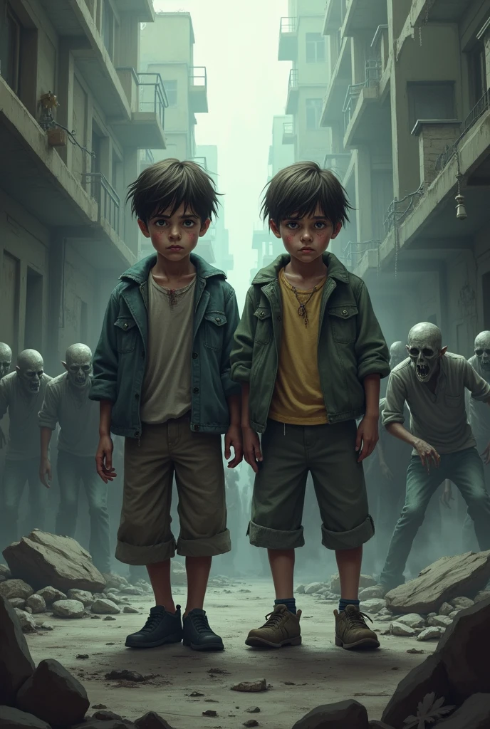 Cover for a book about two boys in a zombie apocalypse - SeaArt AI