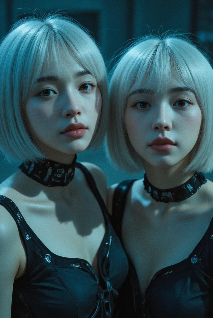 ((High quality, 8k, perfect quality, realistic)), beautiful, ((black and cyan hair color, short hair)), bedroom , selfie, staring out of the bus window, ((Indonesia)), adult, Indonesian region, ((realistic, facial texture)) 