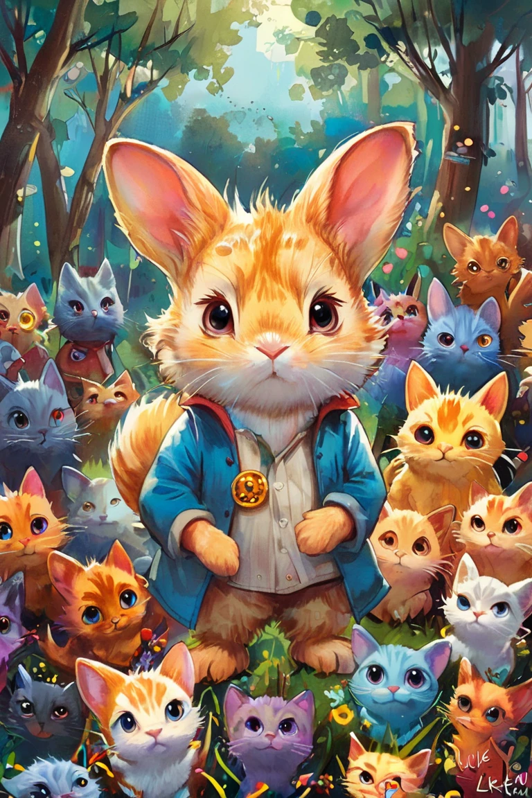   This picture looks like 々There are a lot of cats of different colors and breeds, Vivid cartoon art, beepleとJeremiah Ketner,   colorful   crowd,     cute cat,Crowded,  Inspiration  , cute   colorful   adorable,   Greg Beeple  , very Crowded,   Dan Mumford and Pixar  ,   colorful  !  Character Design , (((Luke Chueh)))