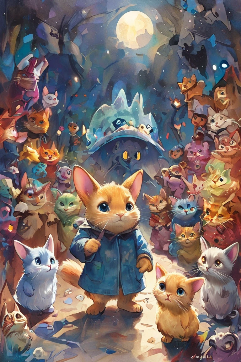   This picture looks like 々There are a lot of cats of different colors and breeds, Vivid cartoon art, beepleとJeremiah Ketner,   colorful   crowd,     cute cat,Crowded,  Inspiration  , cute   colorful   adorable,   Greg Beeple  , very Crowded,   Dan Mumford and Pixar  ,   colorful  !  Character Design , (((Luke Chueh)))