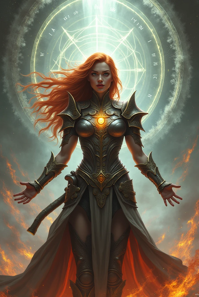 1 girl,arch,armor,autumn,breast,breathing fire,combustion,campfire,Candle,Candlelight,ember,explode,fire热的头发,fire,fireplace,fire焰,fire焰剑,flaming arms,handguard,long hair,looking at the audience,magic,medium breast,molten rock,pointed ears,thermal power,smokes,alone,fire花,Permanently installed,tail-tip fire,fire炬,arms,