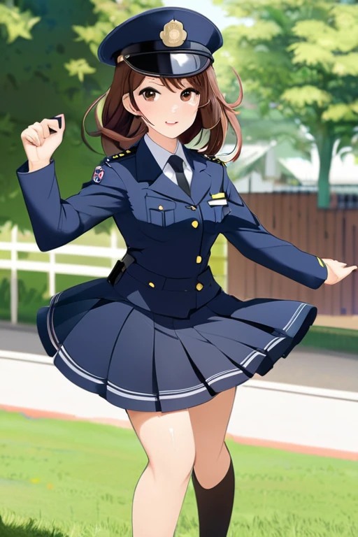 Officer A, uniform,  skirt,  shake Z