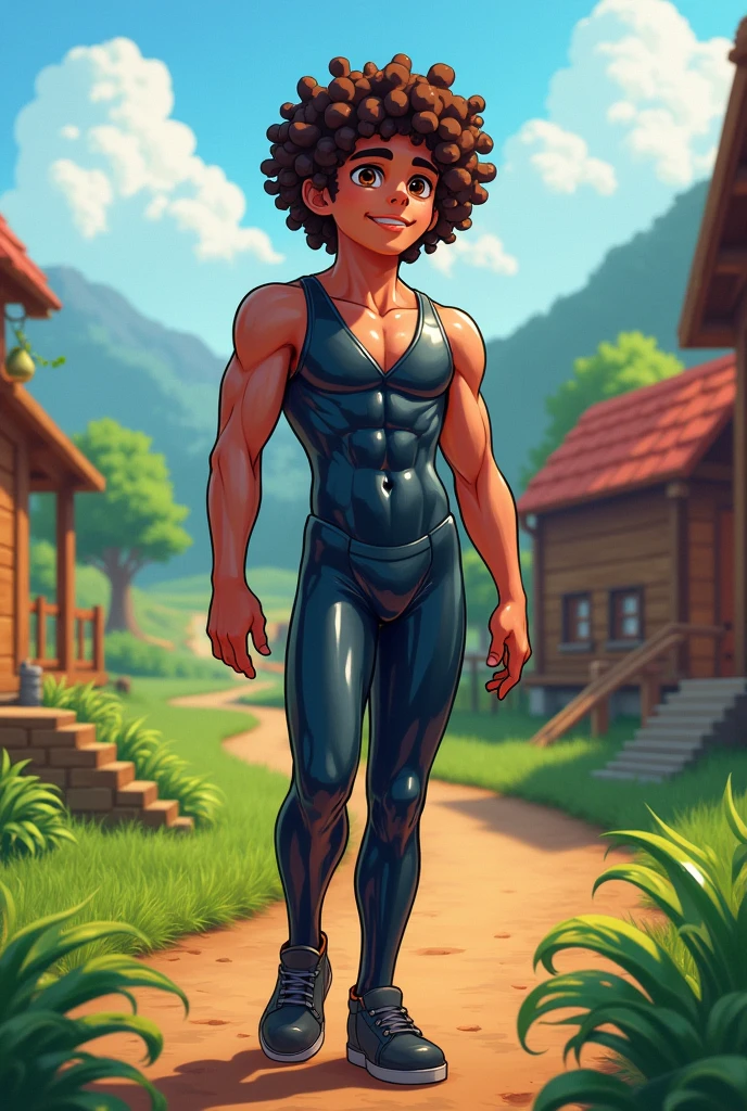 (athletic muscular body), {{{(((african american)))}}}, {{{((( (glossy) (smooth) ((dark brown skin)) )))}}}, (((pro wrestler))), (((kunoichi))), {{{(((24-year-old)))}}}, {{{(((young woman)))}}}, (((tomboy))), (((stoic))), (((bored))), (((emotionless))), (((wolflike))), ( (messy) (curly) (((long))) (dark mint green hair) ), (big intense (silver eyes) ), (small breasts), toned abs, {{{(((strong leg muscles)))}}}, toned biceps, toned forearms, toned deltoids, toned triceps, toned erector spinae, toned rhomboids, toned hamstring muscles, firm muscular glutes ,{{{(((strong back muscles)))}}}, (((thick muscular trapezius))), (((big muscular latissimus))), toned quadriceps, toned gastrocnemius, toned soleus, amazing ass, (((character wearing a (skintight long sleeve (brown with some gray) ( fur pelt bodysuit) ) ))), (((knee pads))), (((fingerless gloves))), (((combat boots))), {{{(((lush fantasy ancient forest (village) )))}}}, {{{(((standing on the roof of a house )))}}}, {{{(((great anatomy)))}}}, {{{(((high muscle mass)))}}}, {{{(((well-trained muscles)))}}}, {{{(((well-toned muscles)))}}}, {{{(((best quality)))}}}, {{{(((masterpiece)))}}}, {{{(((wide shot)))}}}, {{{(((90s anime)))}}}, {{{(((pixel art)))}}}