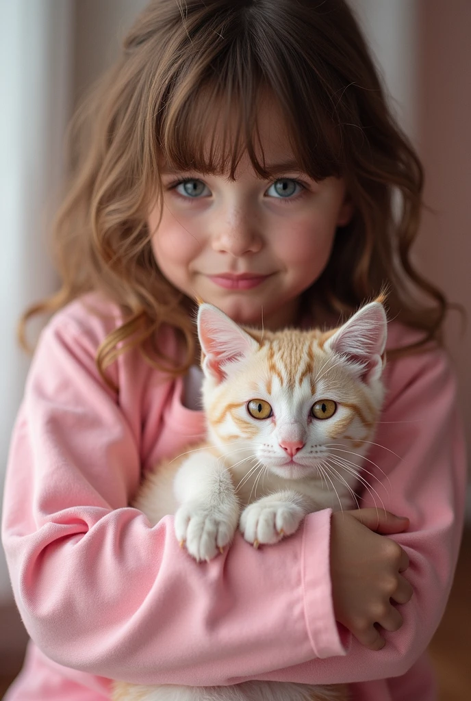 Girl holding a cat and a dog，adolable，moe style