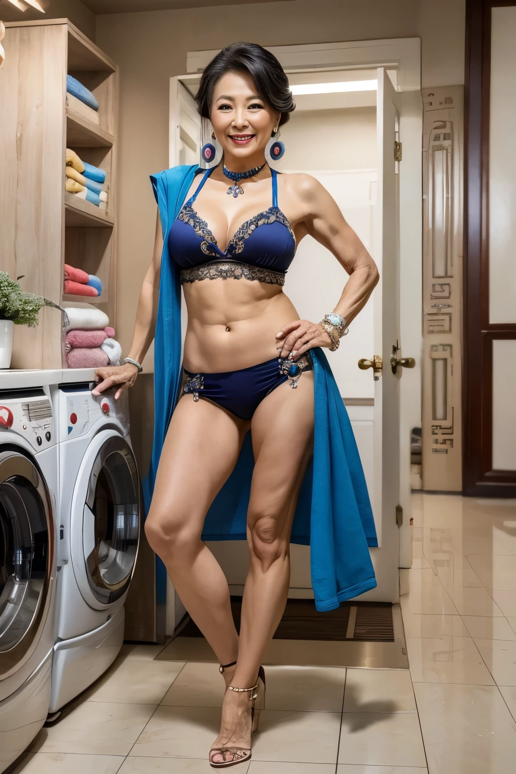 88 years old mom milf Korean, Lady large earring Big choker navel piercing decoration A bracelet Silver Hair realisitic Gorgeous Madame Beautiful Mature Woman sexly Smile Gentle woman navel piercing 4K High quality material warehouse Gorgeous Madame Beautiful Mature Woman