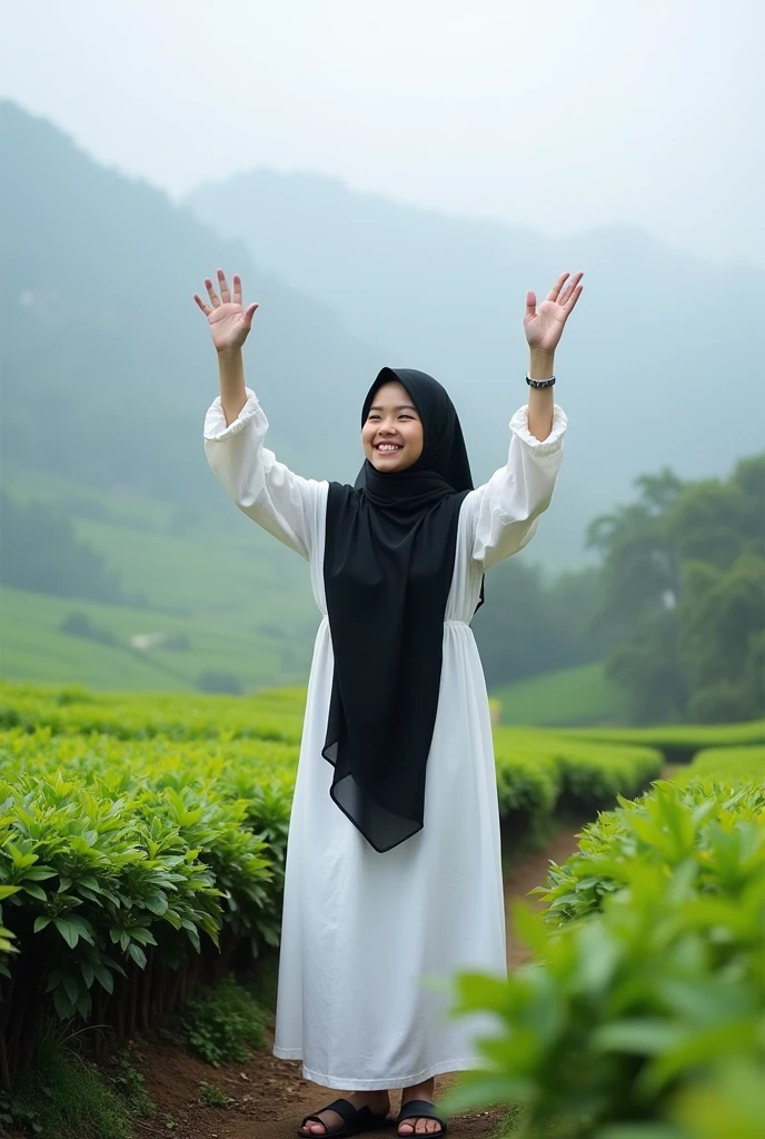 [best quality, highres, ultra-detailed, realistic:1.37], vibrant colors, soft lighting, bokeh, close-up, natural beauty, detailed floral patterns, peaceful atmosphere, joyful expression, elegant hijab, natural pose, summer breeze, gentle smile, meadows stretching into the horizon, sun-kissed skin, fresh and dewy complexion, captivating eyes, long lashes, colorful wildflowers, signature hijab style, intricate embroidery, flowing gown, graceful movements, artistic composition.