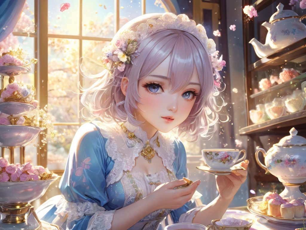 ein Comicbild einer Frau in einem blauen Kleid und einer Krawatte, Alice im Wunderland cyberpunk, Alice X. Zhang, Alice im Wunderland style, artgerm bunt!!!, Alice im Wunderland, portrait of Alice im Wunderland, like Alice im Wunderland, Alice im Wunderland syndrome, Alice im Wunderland, Alice attends a crazy tea party