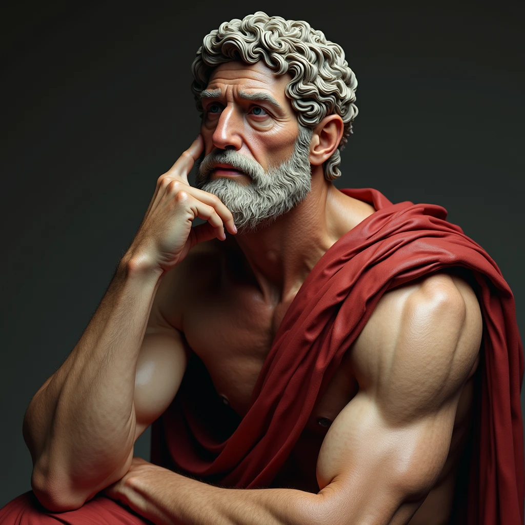 Wize Expression A hyper-realistic close-up of Marcus Aurelius, the Roman Emperor and ...