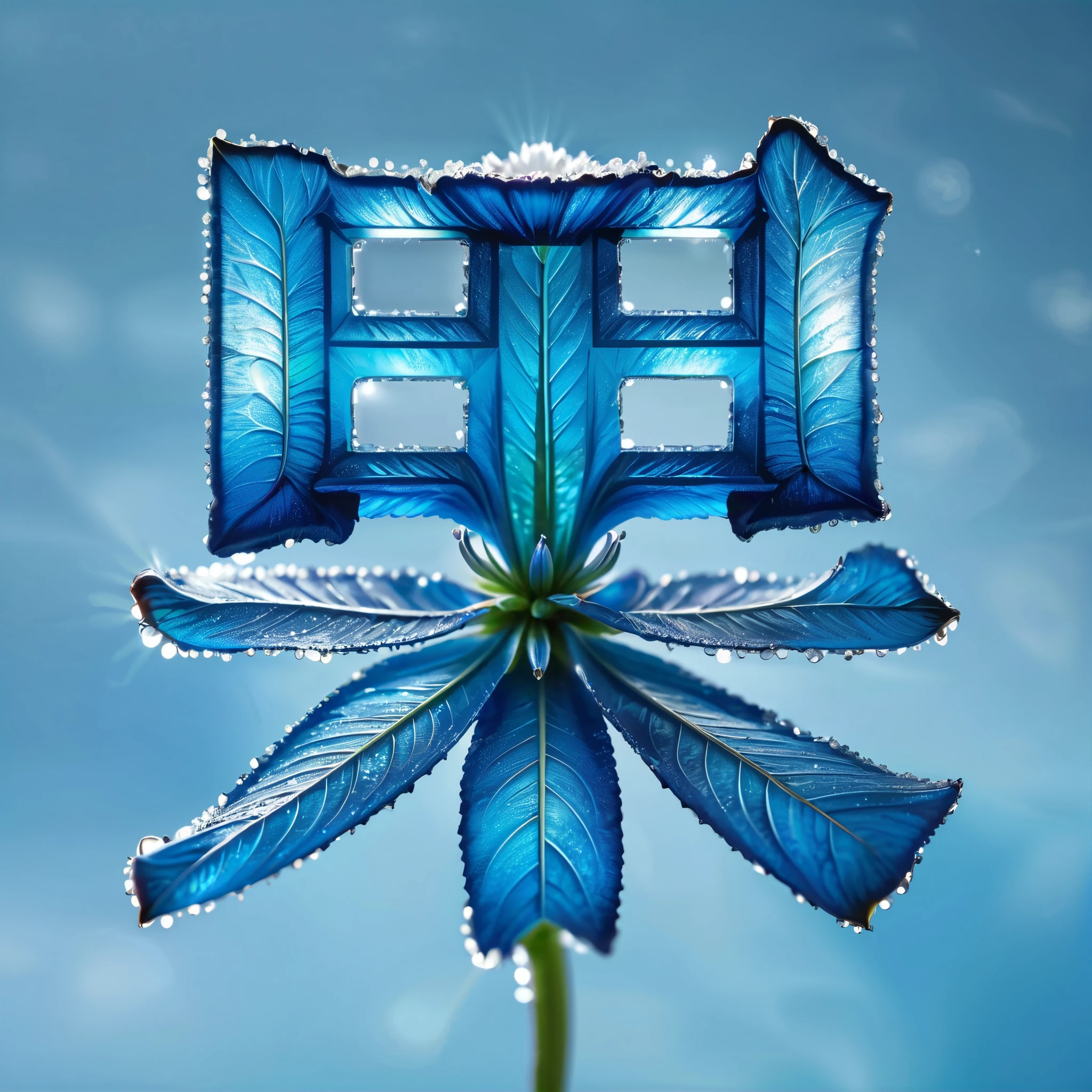 crystal flower , Fantasy, Galaxy, clean, 闪闪Luminescence的, 闪闪Luminescence的, Luminescence, dyeing, Magic Photography,   very attractive lighting  ,  Photographs are realistic,  super detailed, 4K, Depth of Field,  high resolution ，Blue flowers，Ice Blue，Shining， simple background ，,((  white background ))