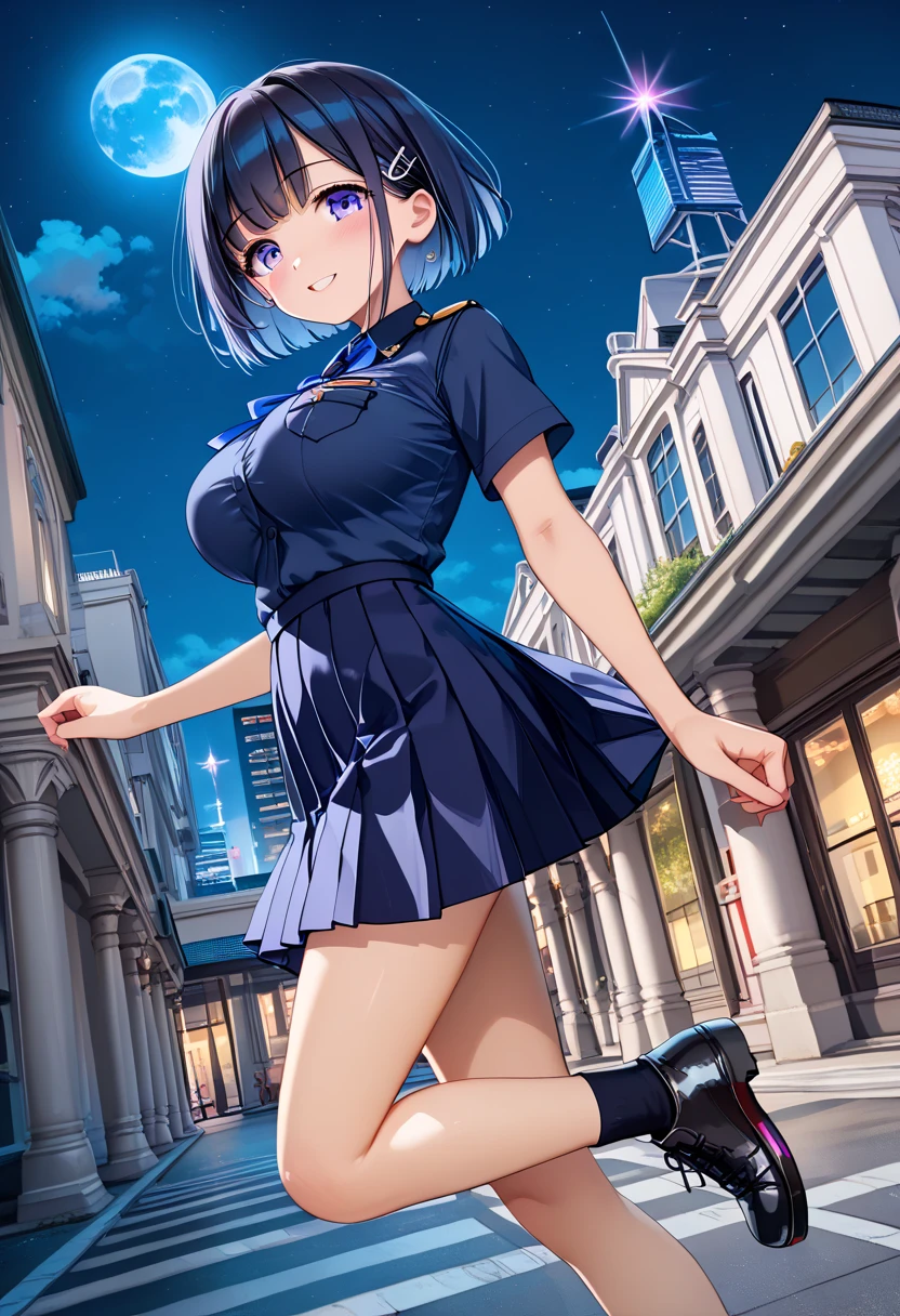 8K, Attractive, intensely detailed, 20 Year Old Girl, sexy and attractive woman with dark, Small ass, black hair. She has beautiful sky-blue eyes with a heart inside. She is No Clothing, short and unbuttoned shirt. She is wearing a blue miniskirt. Her Very short skirt is lifted up, and from under the Very short skirt we see sexy, She don't have panties . A sexy body is seen along with a bare belly and chest.