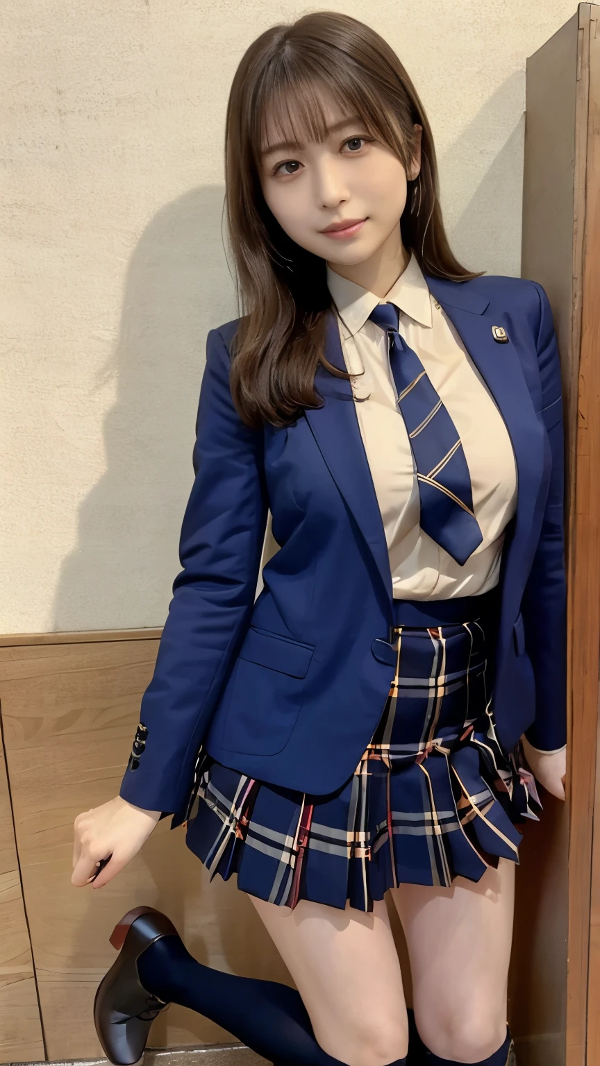 Actual 8K High Definition Image Quality 、A room with Japanese New Year decorations、Slender and cute high school student 、 saggy, firm, and big breasts、Wash your face cleanly 、 Apply Light Makeup 、Japanese high school girl in uniform ( navy blue jacket 、 white shirt、 red tie holding a handgun、Navy Blue Pleated Skirt 、Black socks、Black loafer shoes)、Detailed hand fingers、Soft and taut buttocks、 standing