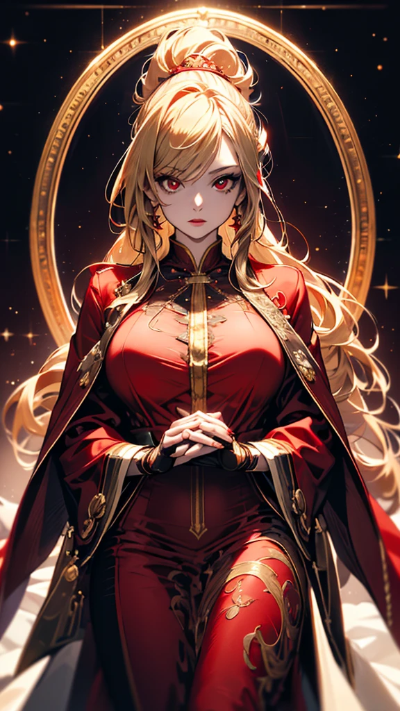 masterpiece,                       High Quality              , 4K, Beautiful design,           silhouette    ， blonde alone     ，                Ponytail vaginal bleeding    ，        Highly Detailed Starry Sky,       Knowledgeable woman    , Highly detailed solo,    1 Woman   ,   red eyes，Big Breasts，     Santa costume ， Red fur coat，    Knowledgeable woman    ，