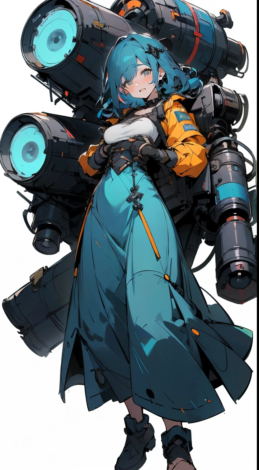 (masterpiece:1.2),8k, beautiful, high quality,
(full-length photograph:1.2)、((white background:1.6)),(Flat Illustration Art:1.2), (poster art:1.2),(Ultra-definitive game CG), CG animation, Character setting painting,Original character reference sheet adoptable,score_9,score_8_up, score_7_up, score_6_up, score_5_up, precise details, animation,
Cute tanned girl, ((MEGUMI)),
curly hair, blue eyes, (yellow blue hair:1.9), (yellow blue long dress:1.5),
(makeup lipstick eyeliner mascara eyeshadow:1.1) dark skin, Mole under the eye, Rings, Necklaces, (shaking breasts:1.5),
emale, holding large laser cannon, glasses girl, heavy equipment, full body armor, armor girl, mobile suit style, purple like clothes,