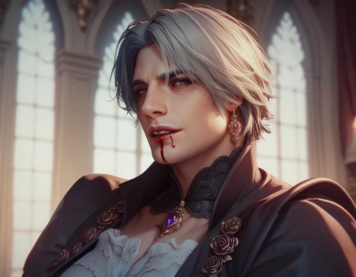 Dante Sparda,  beautiful ,  Victorian style,  blood magic,  Dante from DMC , blood god 