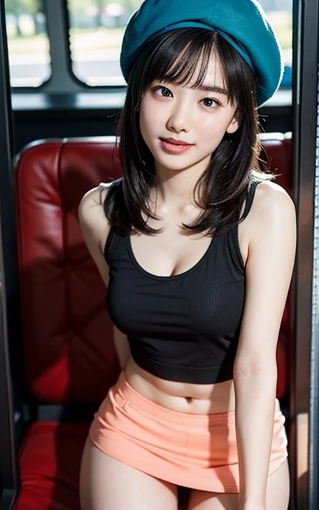 (masuter piece:1.4)、(top-quality:1.4)、8K、hard disk、ultraclear、女の子1人、（large full breasts：1.2）、Black-haired、（Heart-shaped pupil 1）、（Tongue out：1.2）、Bijo：1.3、short-cut、（weeping：1.3）、Open your mouth wide to the maximum、evil smile、shinny skin、(Nice leg line:1.3)、A smile、(Sportsbra:1.4)、(bodystocking:1.4)、squatting,open legs