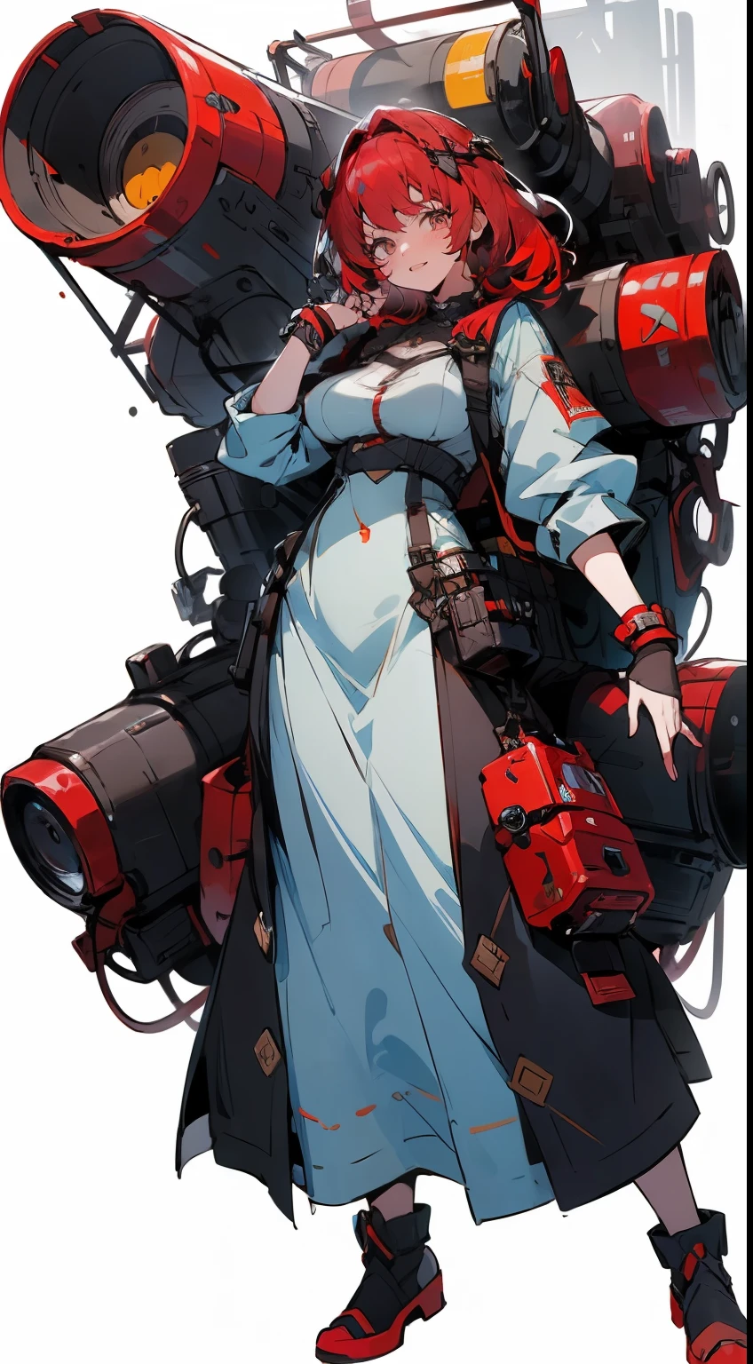 (masterpiece:1.2),8k, beautiful, high quality,
(full-length photograph:1.2)、((white background:1.6)),(Flat Illustration Art:1.2), (poster art:1.2),(Ultra-definitive game CG), CG animation, Character setting painting,Original character reference sheet adoptable,score_9,score_8_up, score_7_up, score_6_up, score_5_up, precise details, animation,
Cute tanned girl, ((MEGUMI)),
curly hair, blue eyes, (red hair:1.9), (white&yellow long dress:1.5),
(makeup lipstick eyeliner mascara eyeshadow:1.1) dark skin, Mole under the eye, Rings, Necklaces, (shaking breasts:1.5),
emale, (holding large lens laser cannon), glasses girl, heavy equipment, full body armor, armor girl, mobile suit style, purple like clothes,