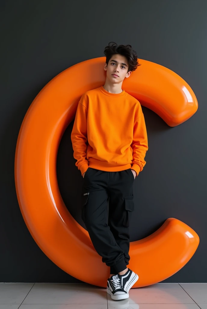 a boy with Handcuffs and restraints in orange clothing for transporting prisoners