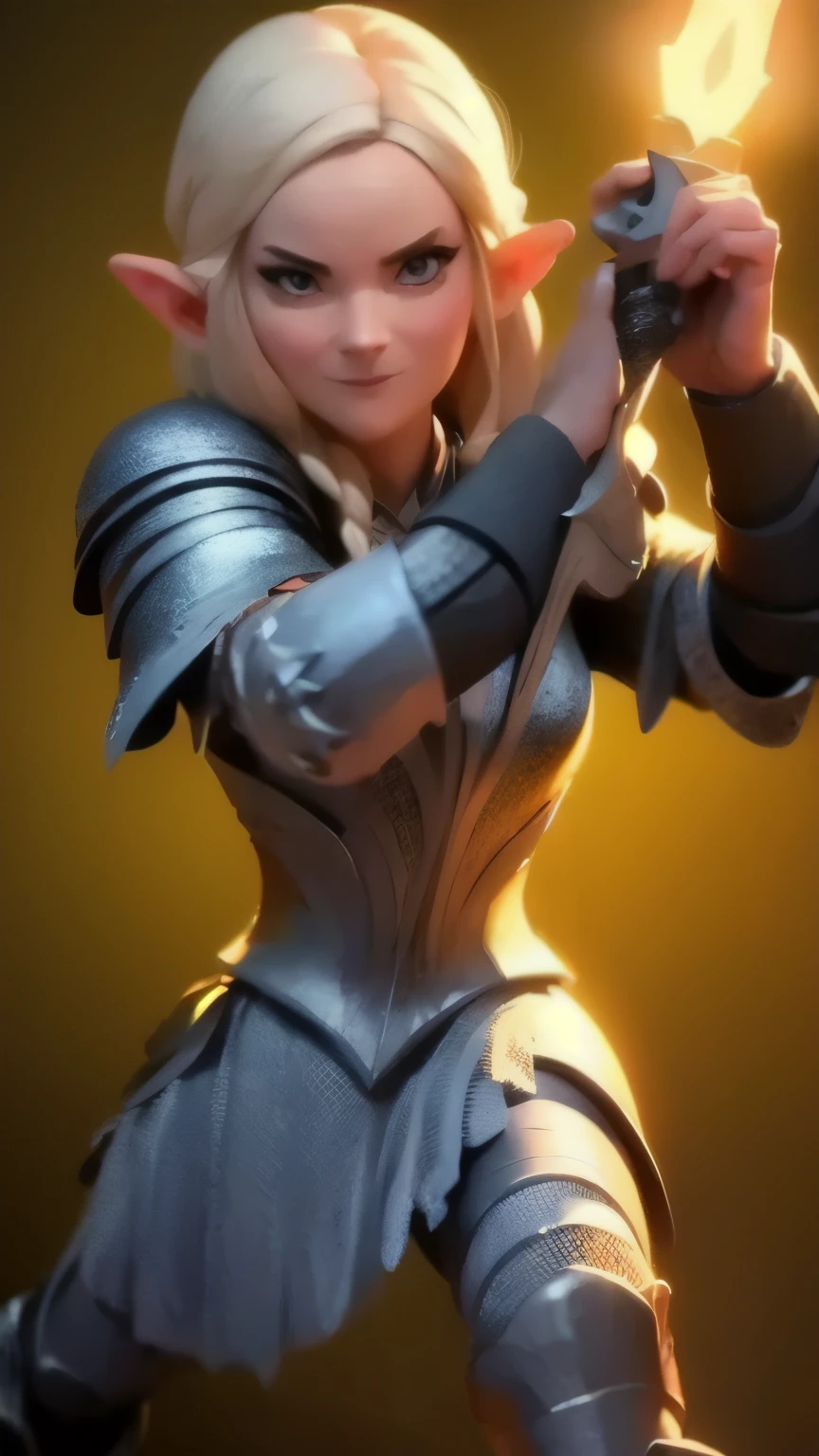 a close up of a person holding a sword and a flashlight, ((galadriel wearing a Full armor, in epic glorious pose)), brawl stars, arte de respingo brawlstars, ,  blaster sword bright as neon ,  game character , in game style 8k, merged character ,  Fortnite art style ,   Stylized character  ,  holding a sword , slick clammy skin, Clash Royale Style,  mobile game style , new character