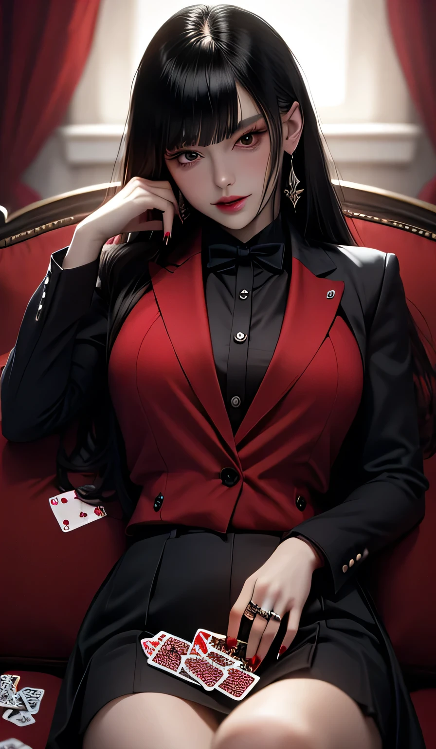  Jabba Mimeko Playing Cards 
(whole body:1.1),  Nail Polish Red Nails 
