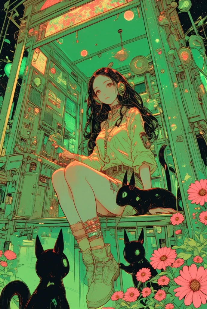   the hallucinatory art of a girl in a Roman telephone booth ,    Psychedelic Surreal Art   , Shamanistic horror LSD art,    terrifying surrealist art   ,   dmt Death of Ego  ,   Psychedelic Space Horror  ,   DMT Egodes   ,      Shamanism DMT Horror Art     ,    Ultra Detailed Fantastic Art   ,    High Resolution Fantastic Art   , Tool Band Art,  green,White,red,Colosseum,Calabrian black squirrels ,daisy